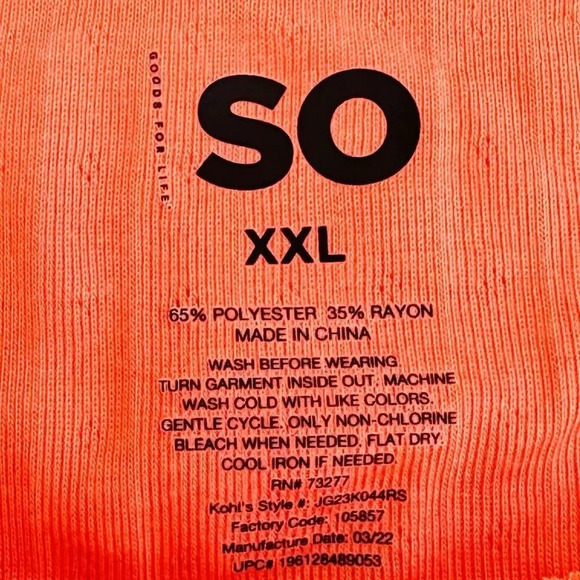NWT SO GOODS FOR LIFE Juniors Short Sleeve Pullover V-Neck Orange Cropped Top 2X - Picture 10 of 10